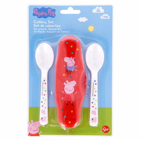 Set mic dejun 2 tacamuri plastic si cutie depozitare travel Peppa Pig [1]