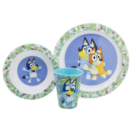 Cani, pahare si accesorii bebe - Set mic dejun melamina 3 piese Bluey