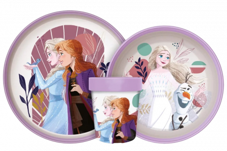 Accesorii hranire - Set mic dejun plastic 3 piese,antiderapant, Frozen Disney Trust