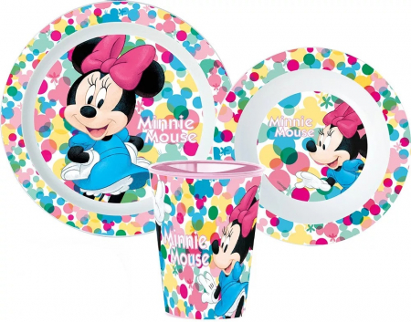 Accesorii hranire - Set mic dejun plastic 3 piese,Minnie Mouse Dots