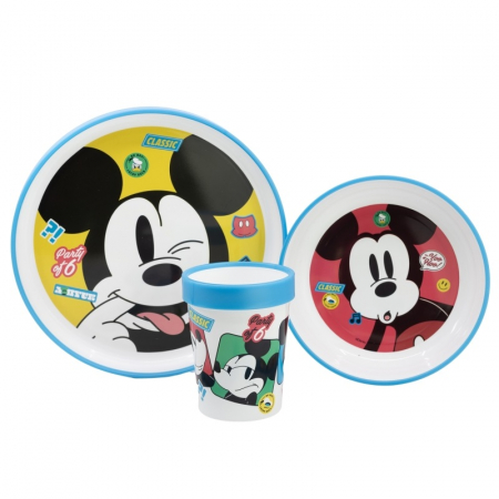 Accesorii hranire - Set mic dejun plastic 3 piese,antiderapant, Disney Mickey Mouse