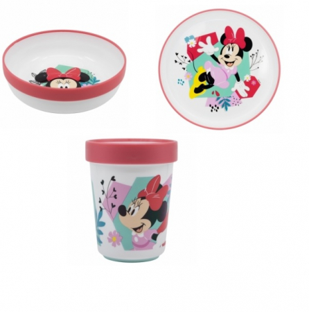 Accesorii hranire - Set mic dejun plastic 3 piese,antiderapant, Minnie Mouse Being More Minnie
