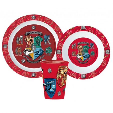 Articole hranire bebelusi - Set mic dejun plastic 3 piese Harry Potter, bol, farfurie si pahar