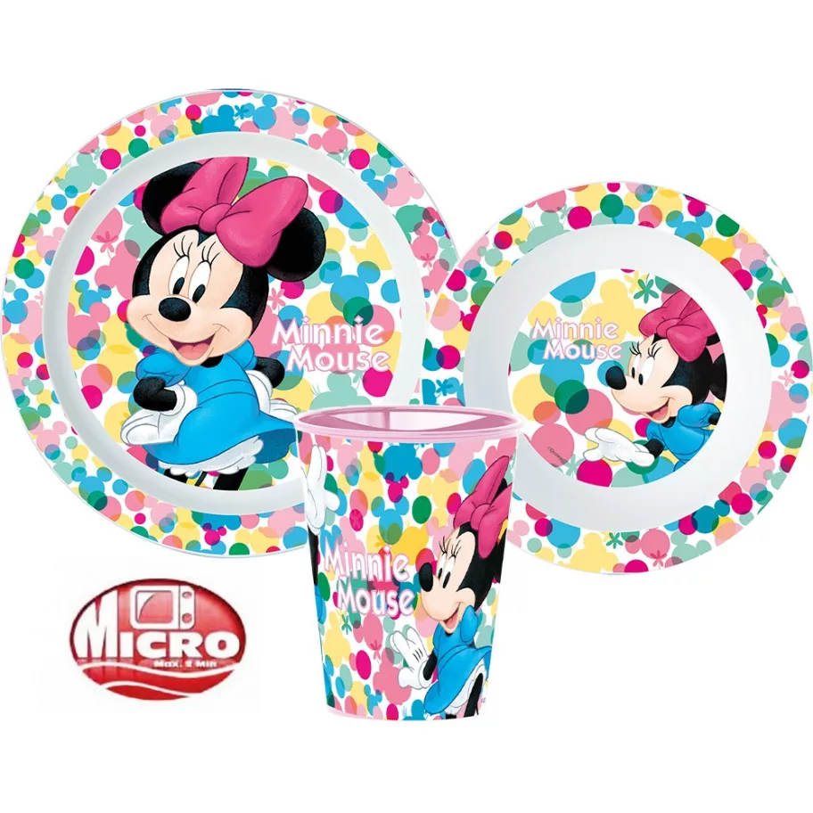 Cani, pahare si accesorii bebe - Set mic dejun melamina 3 piese Minnie Mouse, Dots