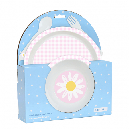 Accesorii hranire - Set mic dejun plastic 4 piese, Flower