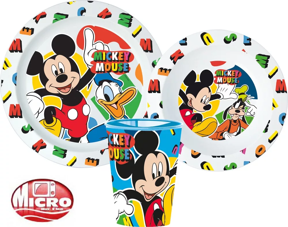Articole hranire bebelusi - Set mic dejun plastic Mickey Mouse, 3 piese