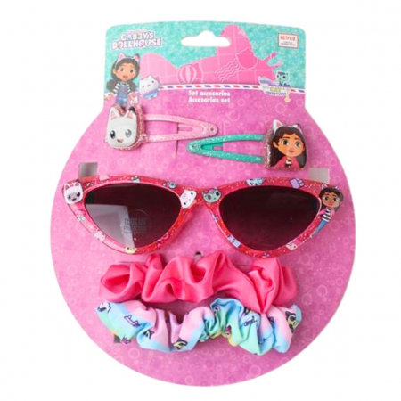 Imbracaminte si incaltaminte copii - Set Ochelari soare si 4 accesorii par cu sclipici Gabby's Dollhouse