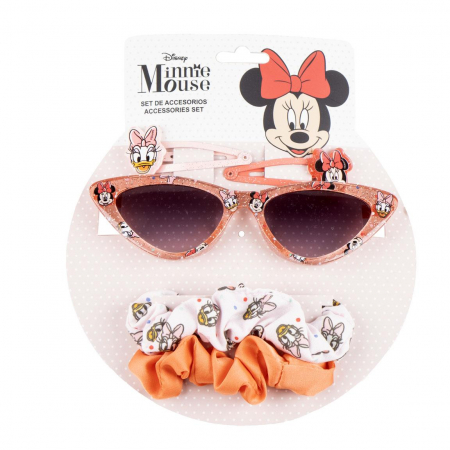 Imbracaminte si incaltaminte copii - Set Ochelari soare si 4 accesorii par cu sclipici Minnie Mouse Disney