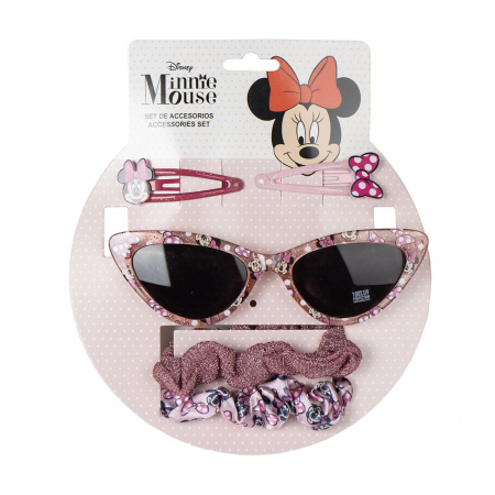 Accesorii imbracaminte copii - Set Ochelari soare si 4 accesorii par Minnie Mouse