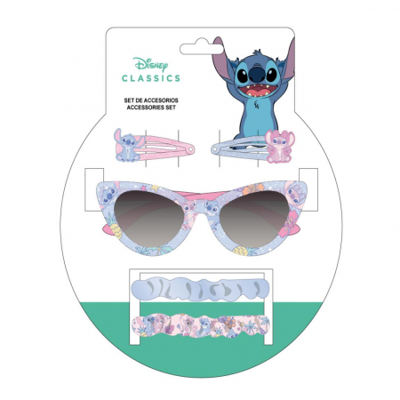 Accesorii imbracaminte copii - Set Ochelari soare si 4 accesorii par Stitch