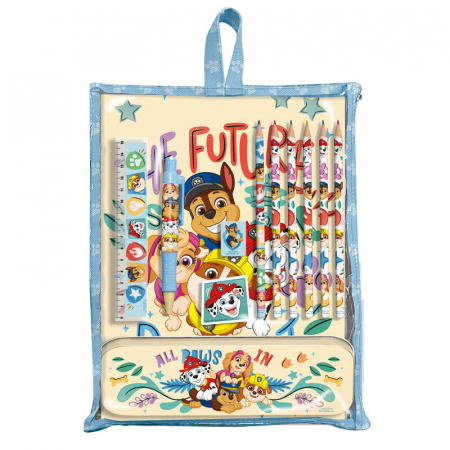 Totul pentru scoala - Set papetarie 12 piese cu penar metalic Paw Patrol, 29x21x3 cm