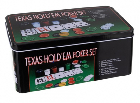 Set Poker Texas HoldΓÇÖem 200, jetoane si carti, cutie metalica [0]