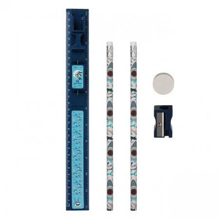 Alte accesorii scolare - Set rechizite 5 piese model Shark
