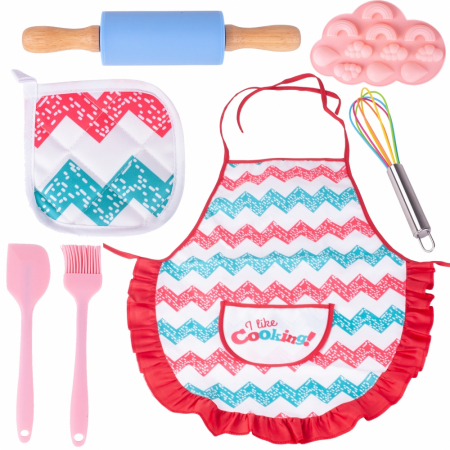 Jocuri si jucarii - Set sort cu boneta pentru gatit cu 6 accesorii