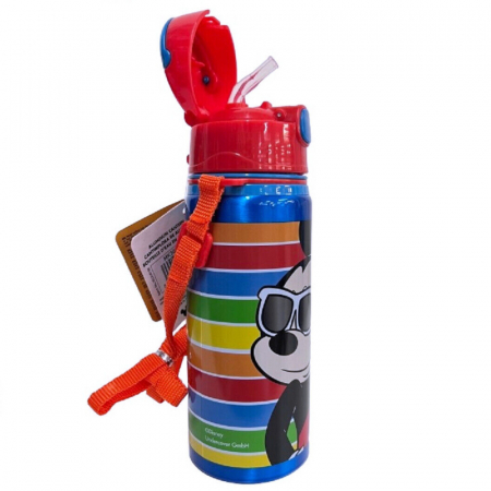 Sticla apa aluminiu cu pai si maner, Mickey Mouse, 600 ml [2]