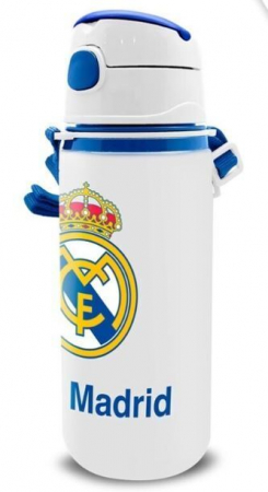 Sticle - Sticla apa aluminiu cu pai si maner, Real Madrid 600 ml