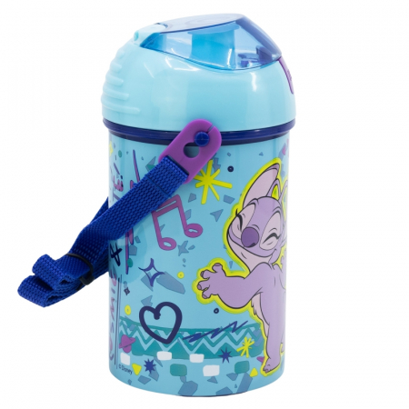 Sticla din plastic cu pai si curea, Lilo & Stitch 450 ml [2]