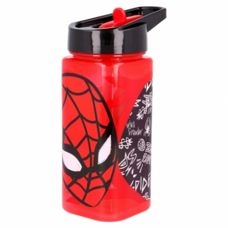 Cani, pahare si accesorii bebe - Sticla plastic pentru apa,dreptunghiulara, Spiderman Urban Web 530ml