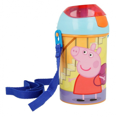 Cani, pahare si accesorii bebe - Sticla plastic pentru apa,sport, Peppa Pig 450 ml