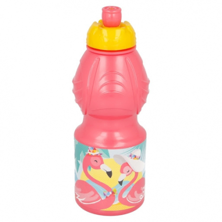 Cani, pahare si accesorii bebe - Sticla plastic pentru apa Flamingo, 400 ml