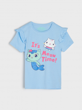 Imbracaminte si incaltaminte copii - Tricou bumbac cu maneca scurta Gabby's Dollhouse Meow Time