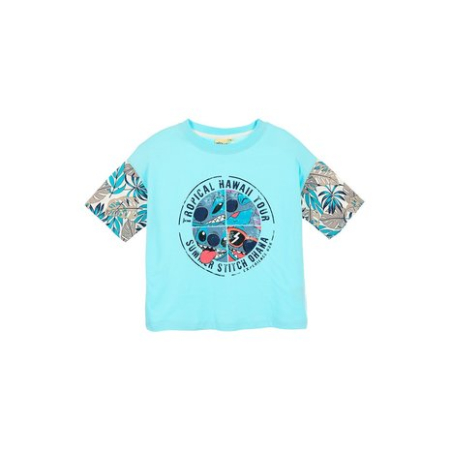 Tricouri copii - Tricou bumbac cu maneca scurta Tropical Lilo & Stitch