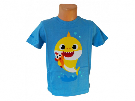 Imbracaminte si incaltaminte copii - Tricou bumbac maneca scurta Baby Shark, rechin bebe