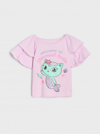 Imbracaminte si incaltaminte copii - Tricou bumbac, maneca scurta cu volane, Gabby's Dollhouse