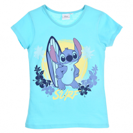 Imbracaminte si incaltaminte copii - Tricou bumbac maneca scurta Lilo & Stitch Surf