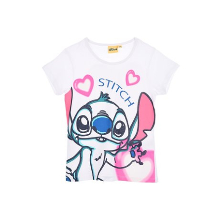 Tricouri copii - Tricou din bumbac de vara cu maneca scurta Stitch in Love