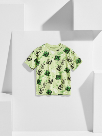 Tricou din bumbac cu maneca scurta Minecraft Creeper [2]