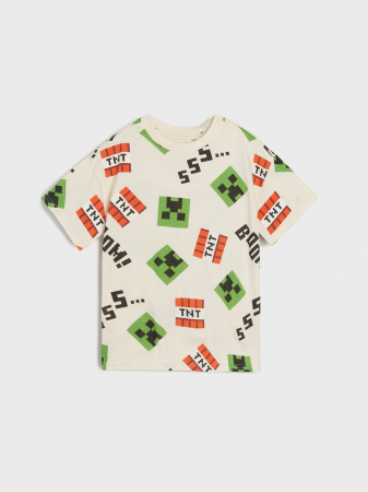 Imbracaminte si incaltaminte copii - Tricou din bumbac cu maneca scurta Minecraft TNT Boom