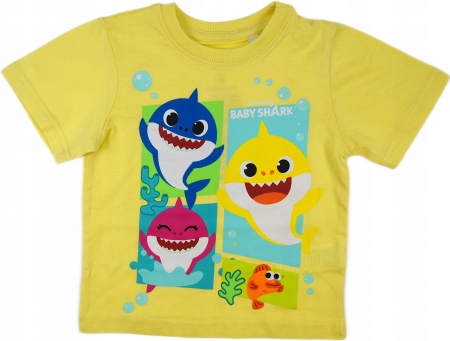 Imbracaminte si incaltaminte copii - Tricou maneca scurta bumbac Baby Shark