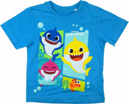 Imbracaminte si incaltaminte copii - Tricou bumbac maneca scurta Baby Shark
