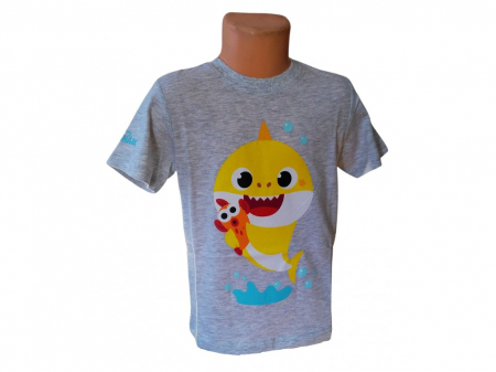 Imbracaminte si incaltaminte copii - Tricou maneca scurta bumbac Baby Shark, rechin bebe