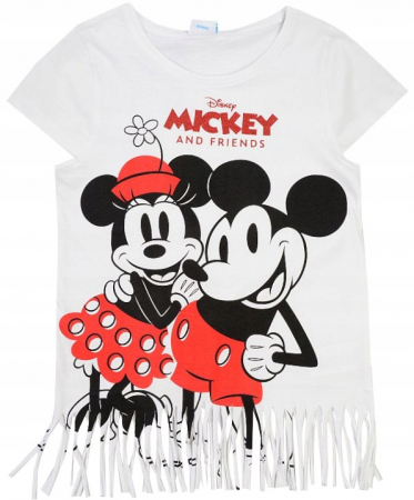 Imbracaminte si incaltaminte copii - Tricou maneca scurta bumbac cu franjuri, pentru fete Minnie Mouse