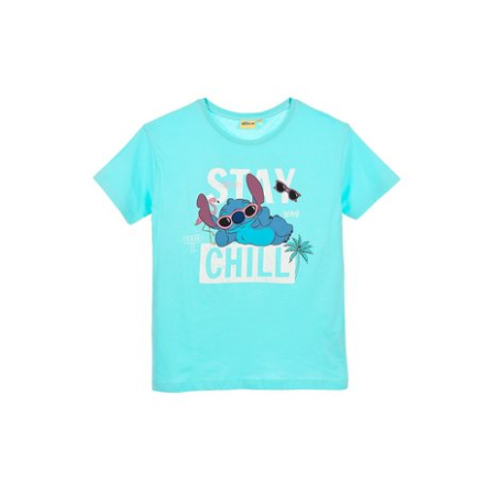 Fete - Tricou maneca scurta din bumbac, pentru copii Stitch Stay Chill