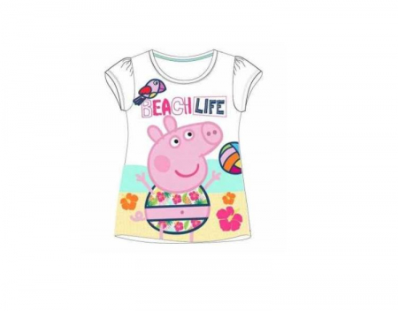 Imbracaminte si incaltaminte copii - Tricou maneca scurta Peppa Pig, Beach Life