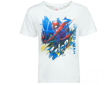Tricouri copii - Tricou maneca scurta Spiderman Zzipp, alb