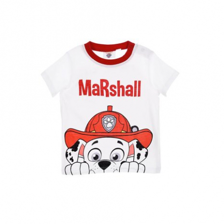 Tricouri copii - Tricou Paw Patrol Marshall,alb, 6 luni