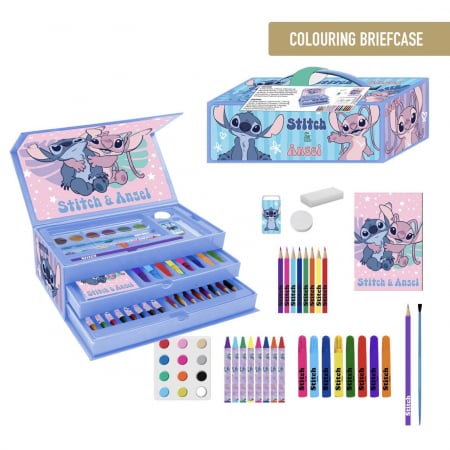 Seturi pictura si desen - Trusa de colorat valiza Stitch si Angel, 42 piese