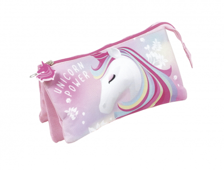 Totul pentru scoala - Penar 3 compatimente My Unicorn, 21x11x3.5 cm