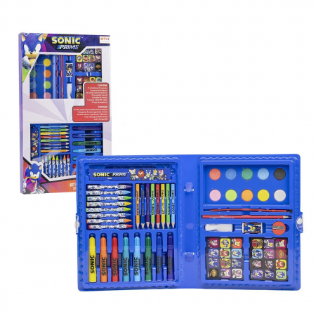 Joaca si timp liber - Trusa desen tip valiza Sonic 43 piese