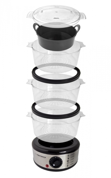 Aparat de gatit cu aburi Esperanza 400 W, 7 L, 3 zone de gatit, Negru/Argintiu [2]