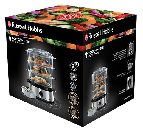 Aparat de gatit cu aburi Russel Hobbs 800 W, 9 L, 3 zone de gatit, Negru/Arginitiu [5]