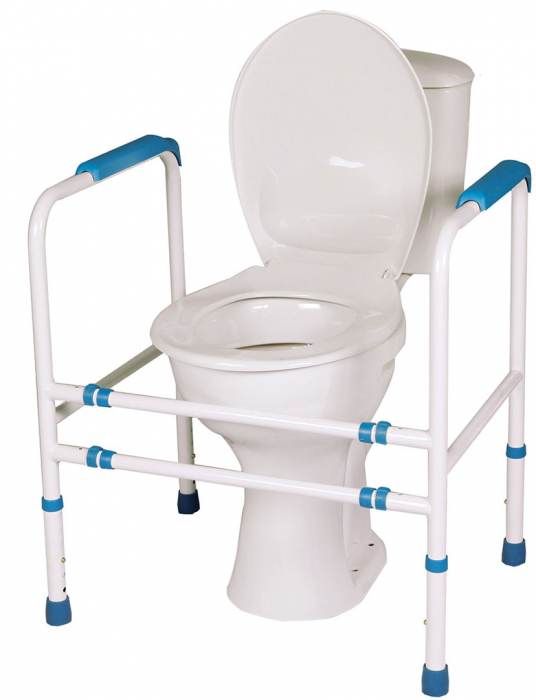 Cadru de sprijin pentru toaleta, inaltime ajustabila, latime ajustabila, suport pentru maini, greutate maxima 138 Kg, Alb/Albastru pukika.ro [2]