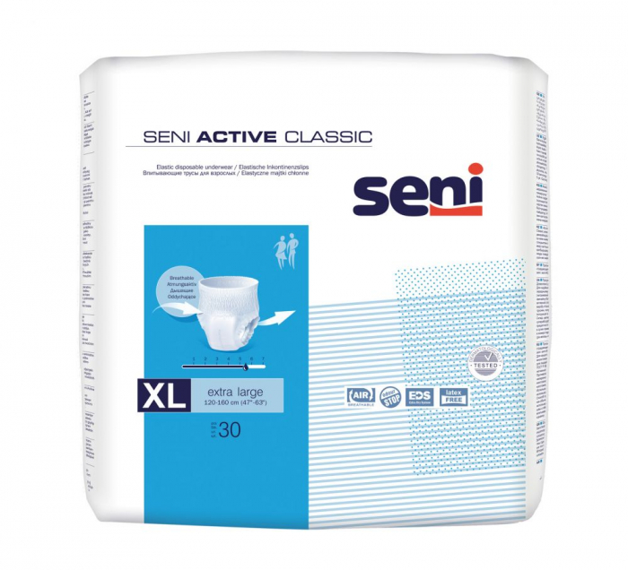 Scutece incontinenta adulti tip chilot Seni® Active Classic Extra Large, 120-160 cm, 30 bucati [1]