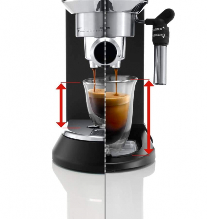 Espressor Manual De’Longhi Dedica EC685.BK, 1350W, 15 Bar, Cappuccino, Americano, Latte, Macchiato, Cafea Măcinată și Paduri, Rezervor 1.1 L, Negru pukika.ro [5]