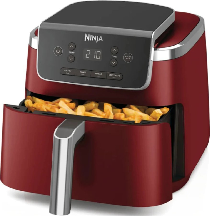 Friteuză cu Aer Cald Ninja AF140EUCM, 2000 W, Capacitate 4.7 L, 4 Funcții de Gătit, Coș Antiaderent, Display Digital, Rosu pukika.ro [2]