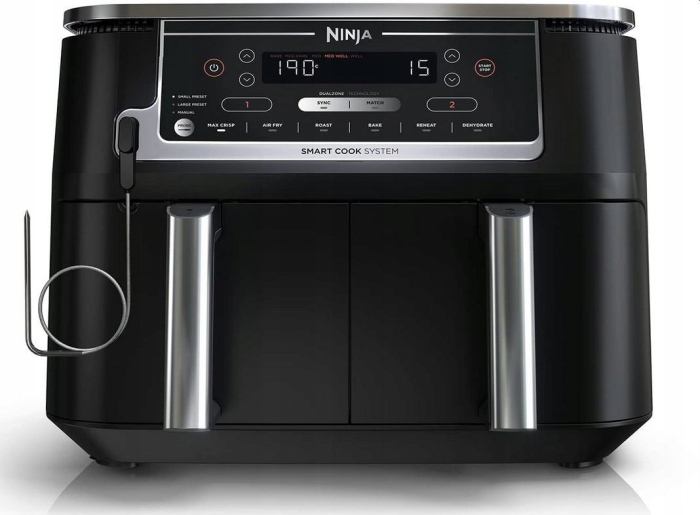 Friteuză cu Aer Cald Ninja AF451EU, 2470 W, Capacitate 9.5 L, Senzor Temperatură, 6 Funcții de Gătit, Coșuri Duble, Display Digital, Negru pukika.ro [2]